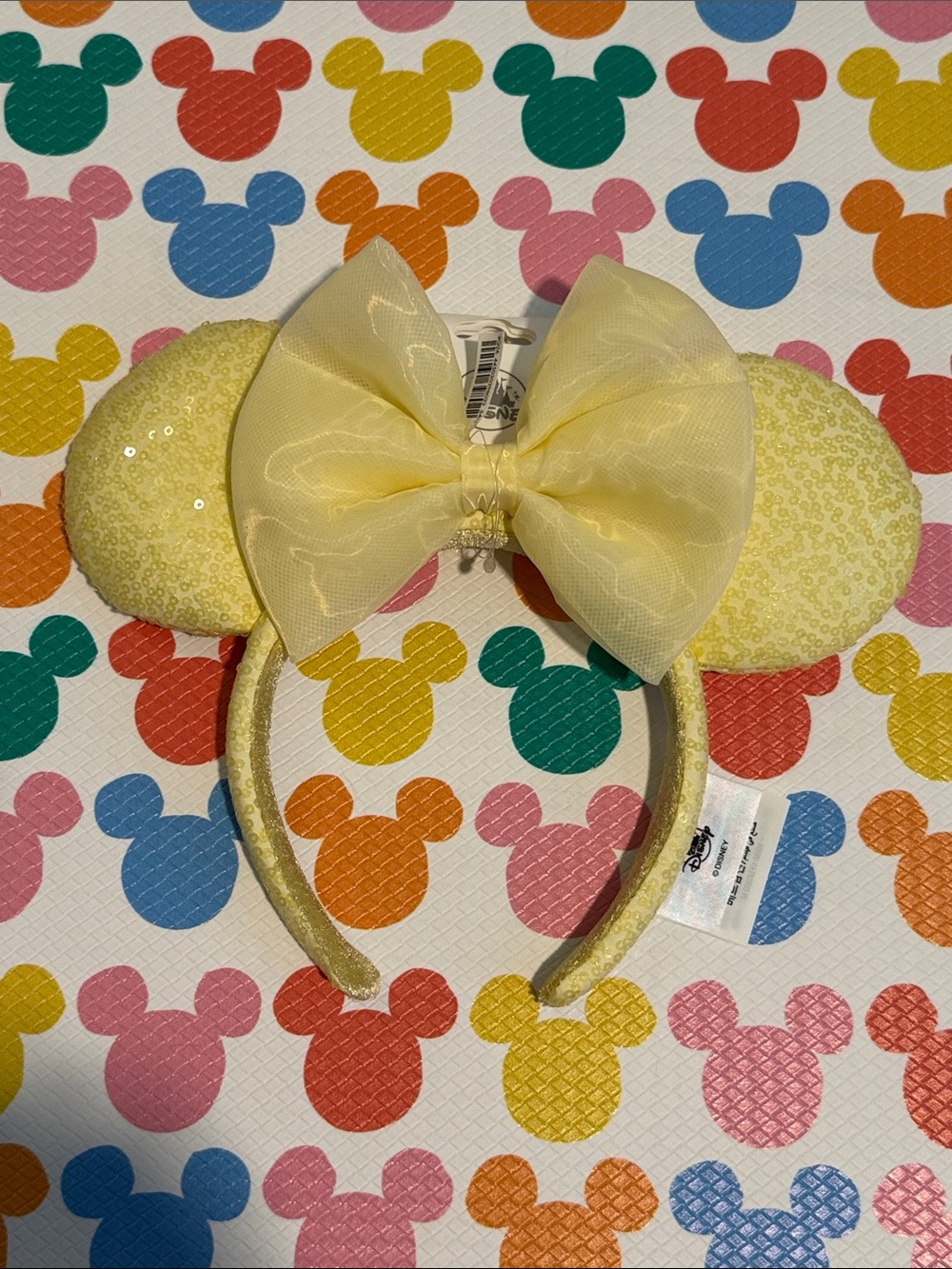 NWT** Disney Butter Yellow Sequin Minnie Ears